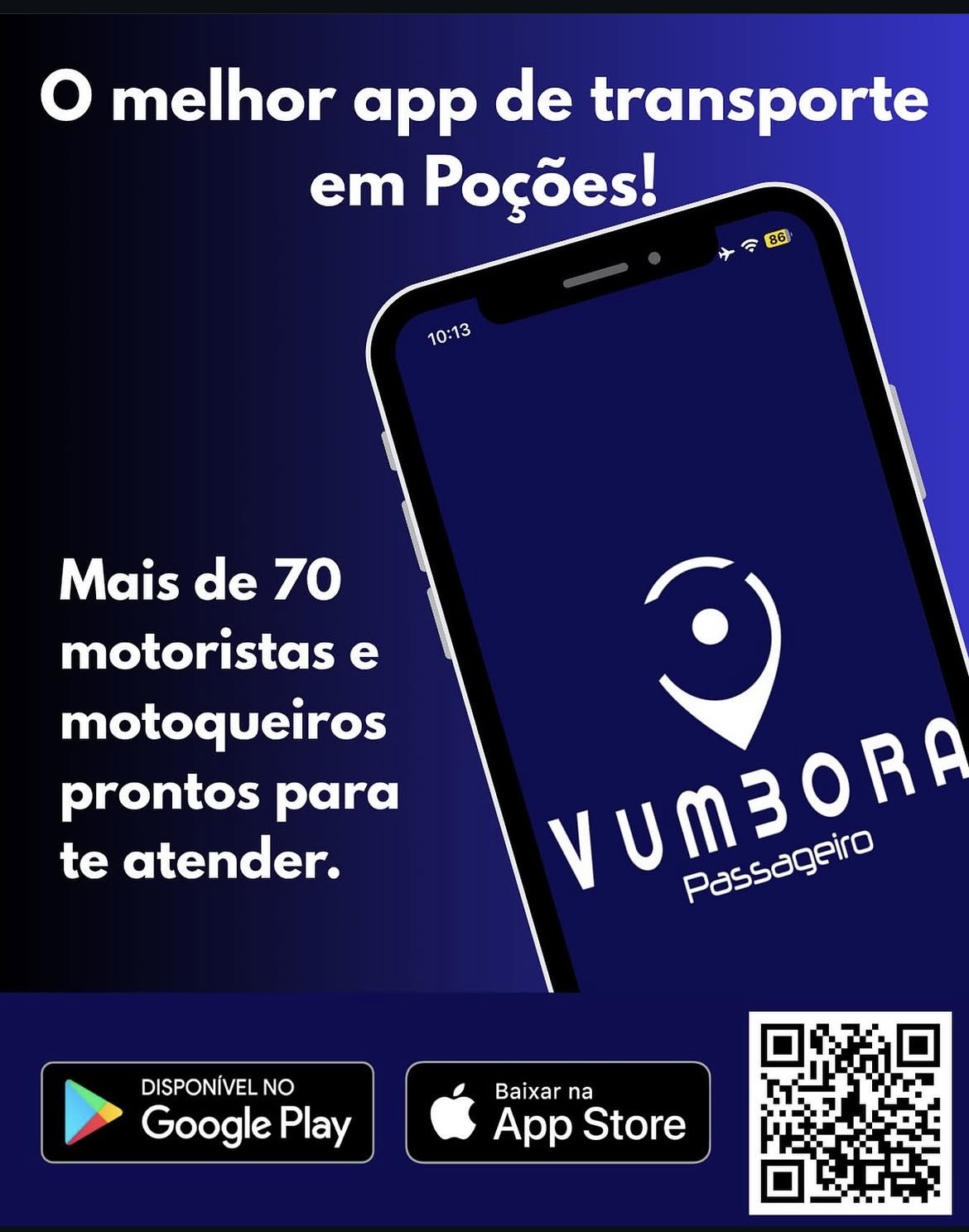 Divulgação do aplicativo Vumbora Passageiro em Poções